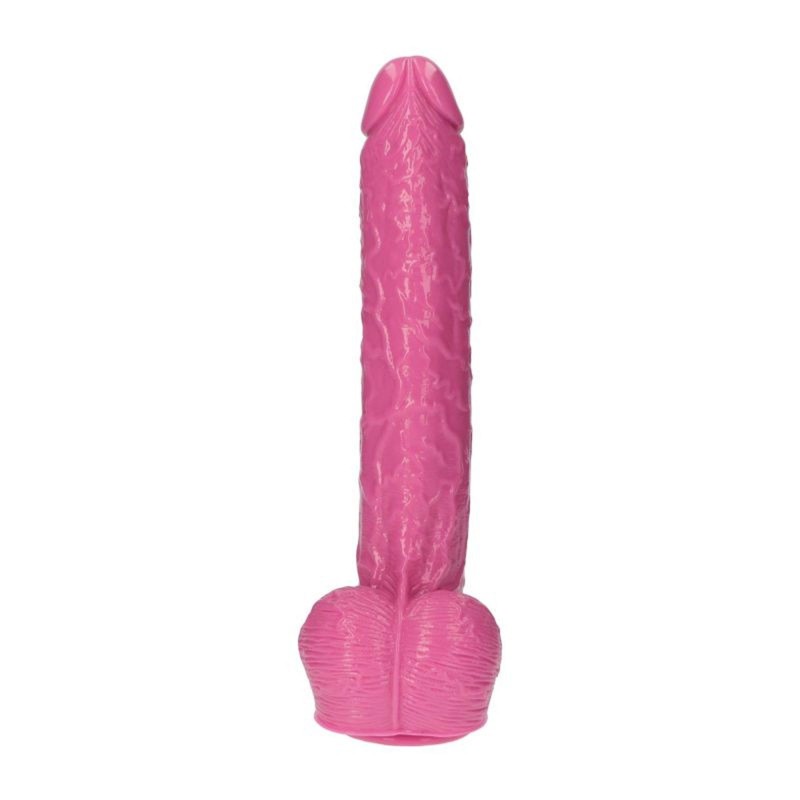 Wielki różowy penis ogromne dildo z jądrami 30 cm